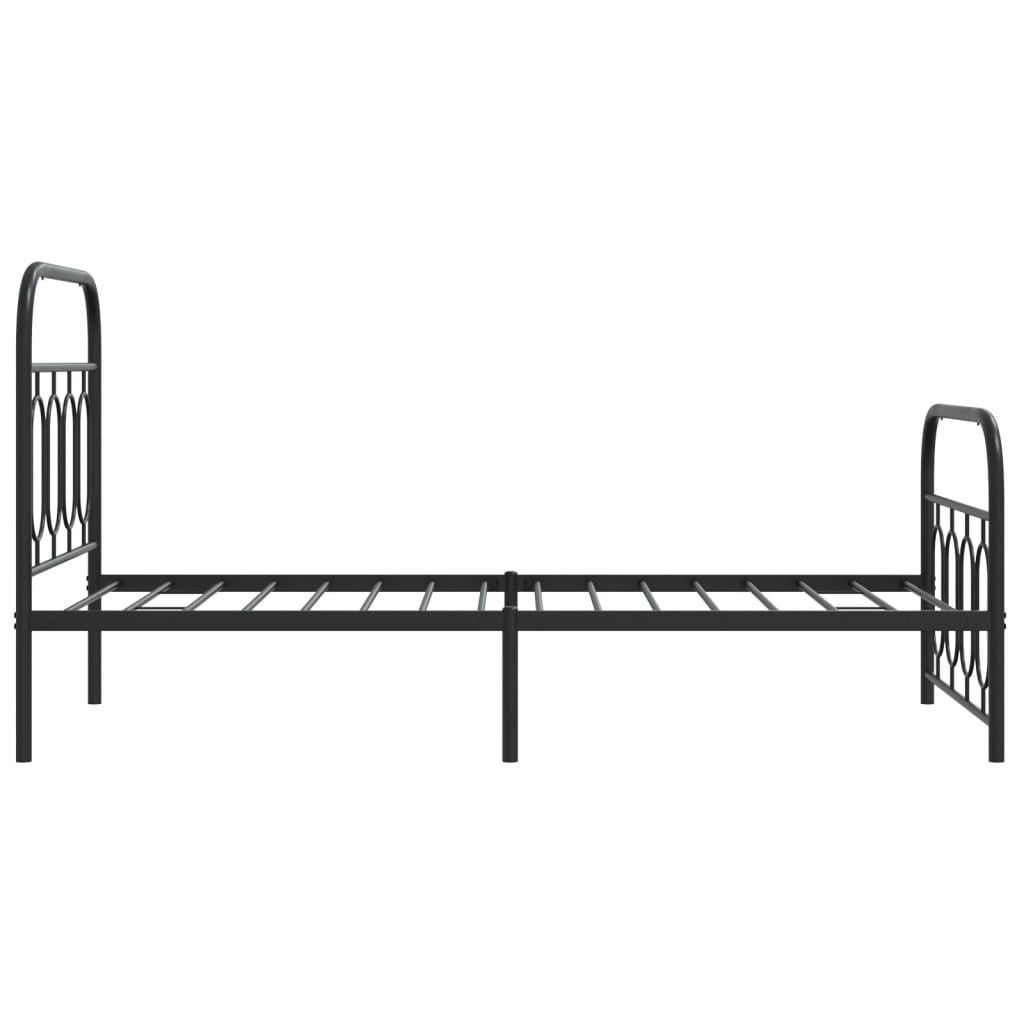 Bed frame with head and footboard metal black 80x200 cm