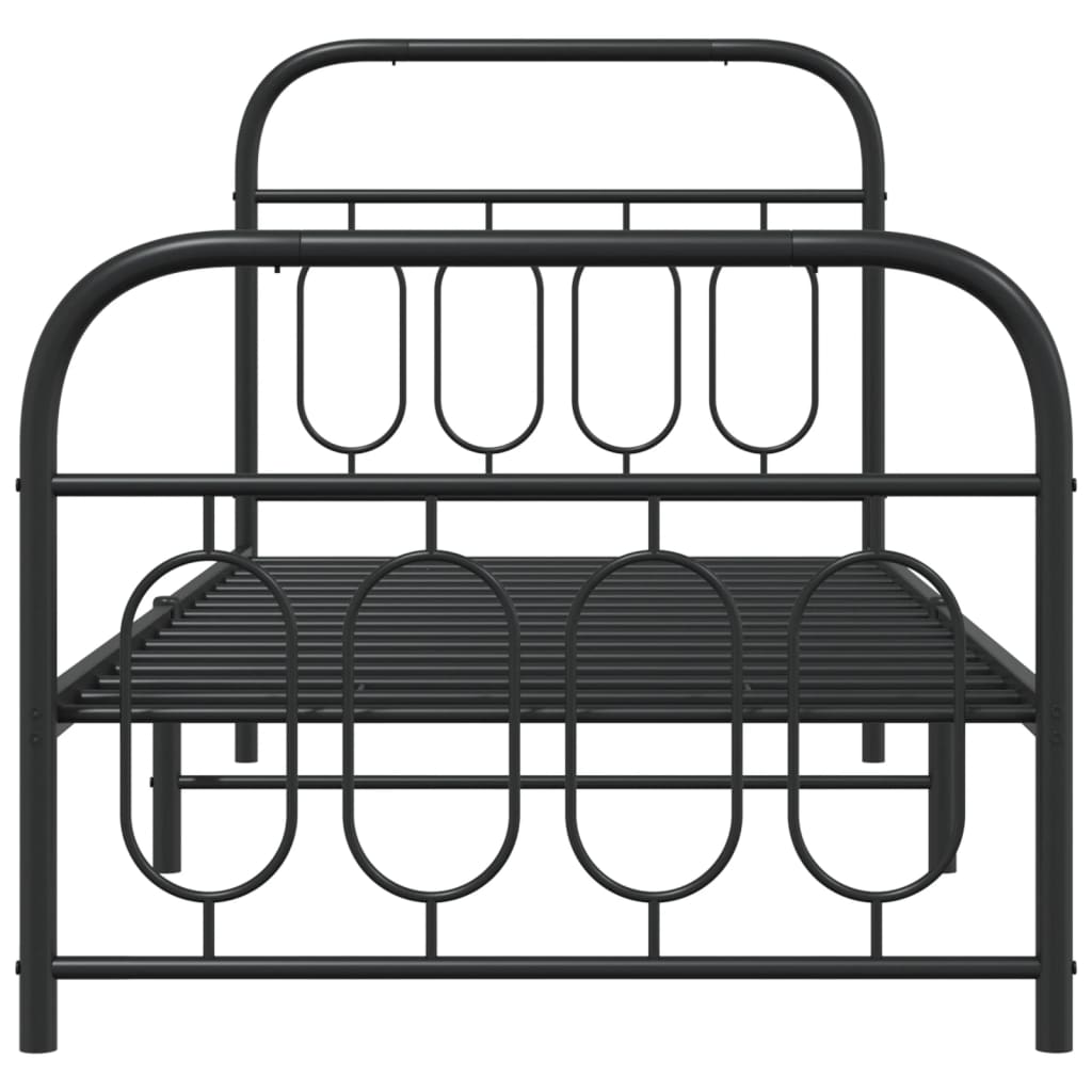 Bed frame with head and footboard metal black 90x190 cm