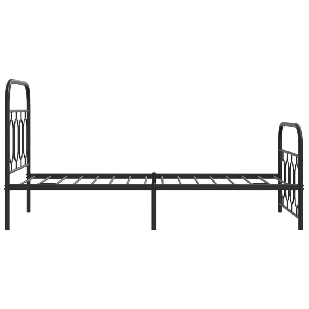 Bed frame with head and footboard metal black 90x190 cm