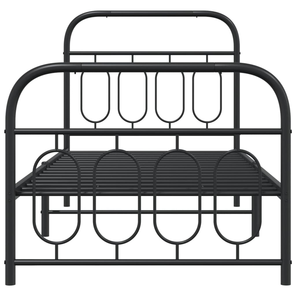 Bed frame with head and footboard metal black 90x200 cm