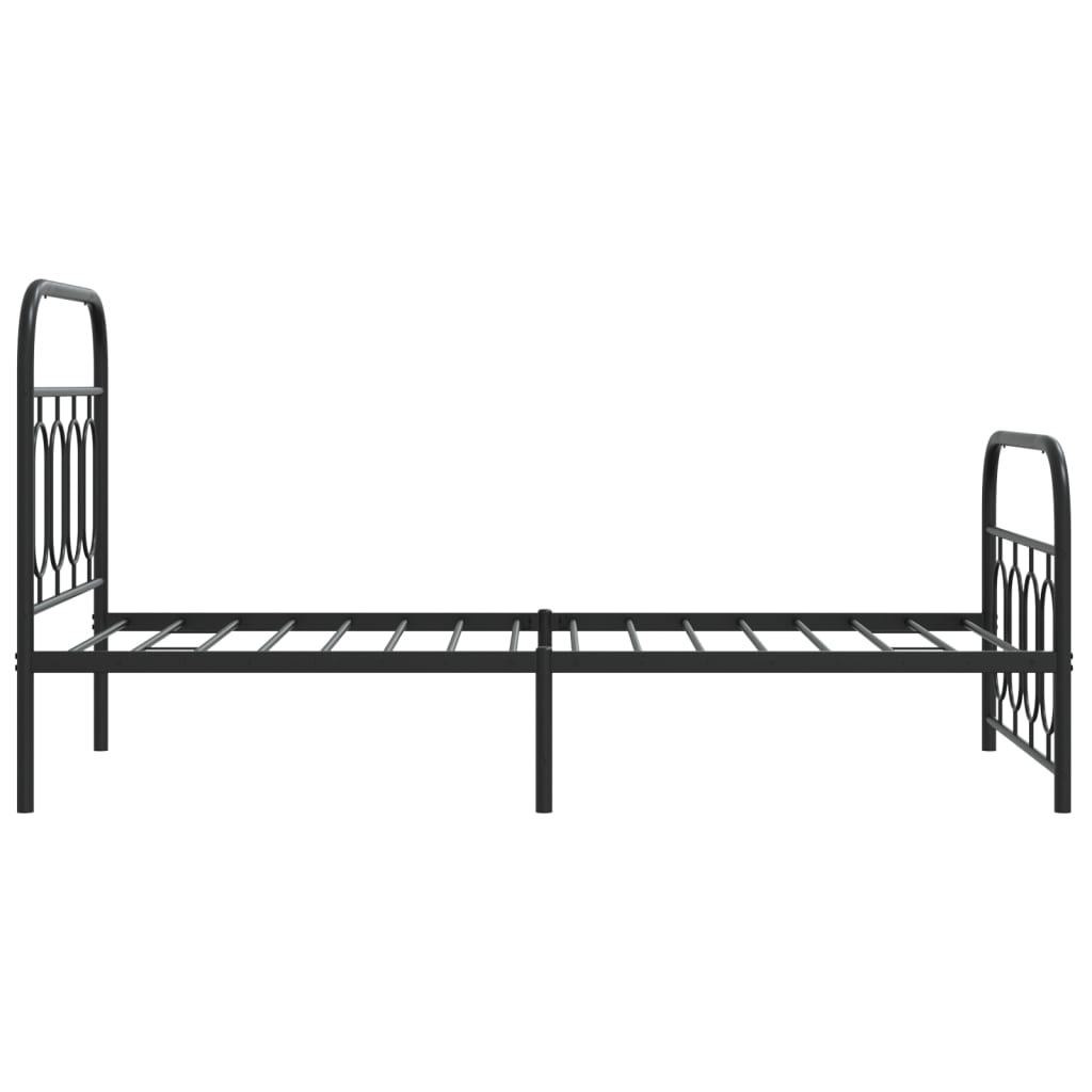 Bed frame with head and footboard metal black 90x200 cm