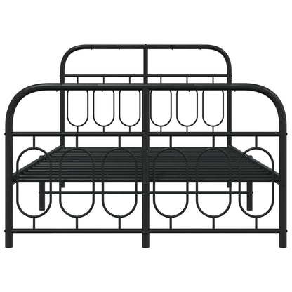 Bettgestell mit Kopf- und Fußteil Metall Schwarz 120x190 cm