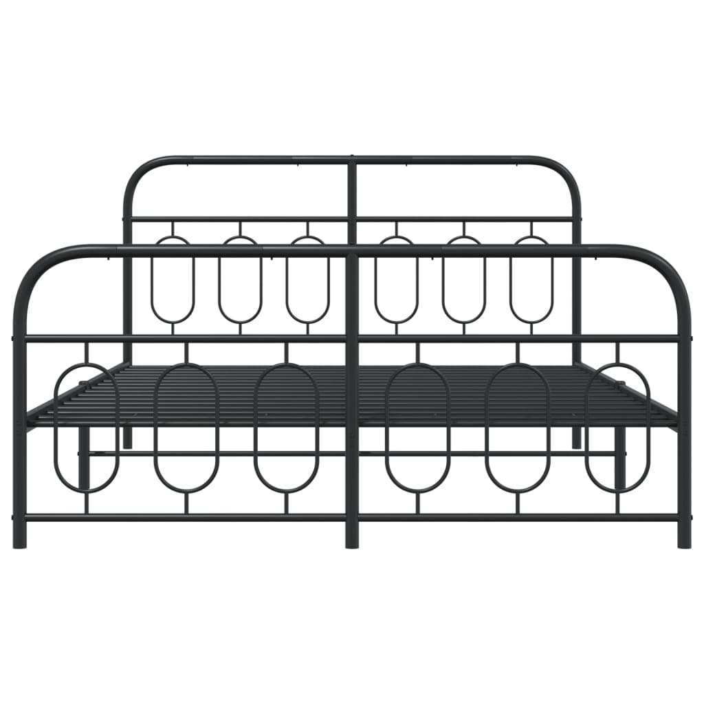 Bed frame with head and footboard metal black 135x190 cm