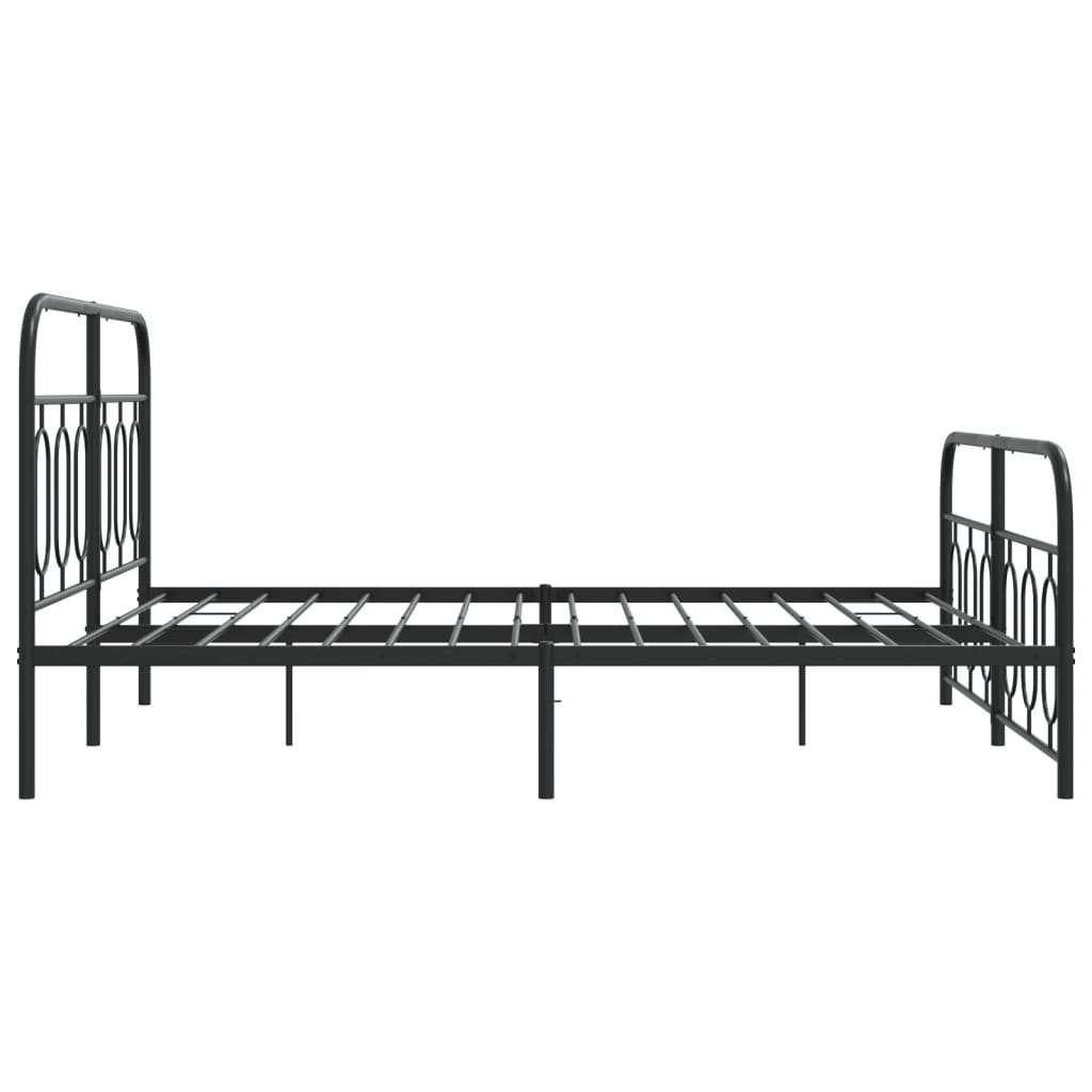 Bed frame with head and footboard metal black 135x190 cm