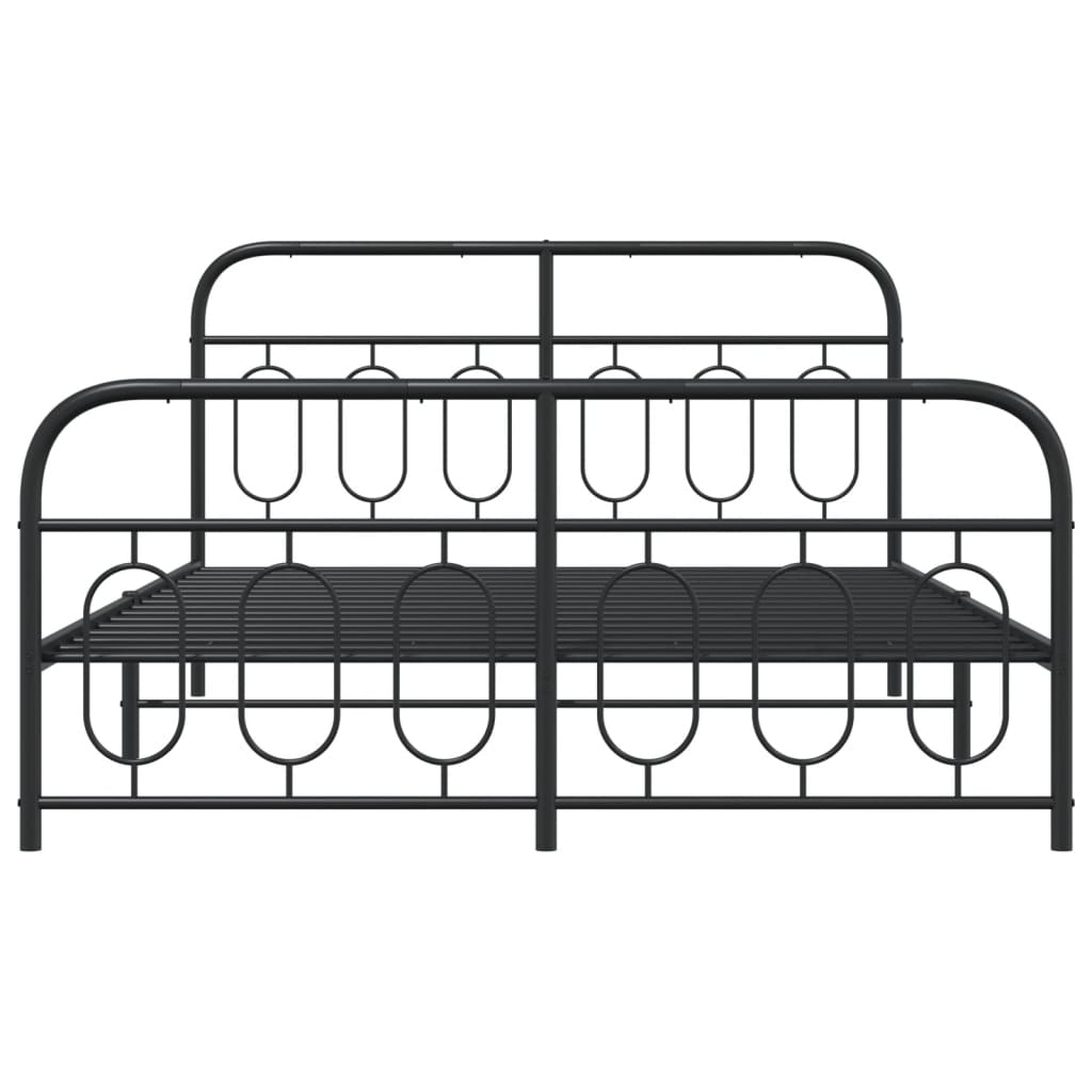 Bed frame with head and footboard metal black 140x190 cm