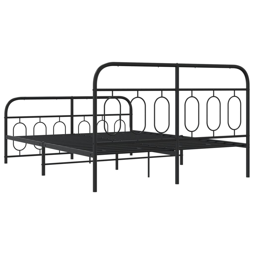 Bed frame with head and footboard metal black 140x190 cm