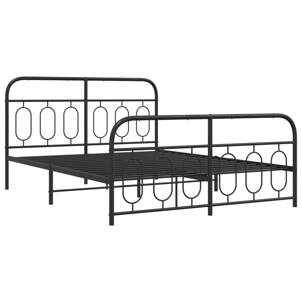Bed frame with head and footboard metal black 140x200 cm