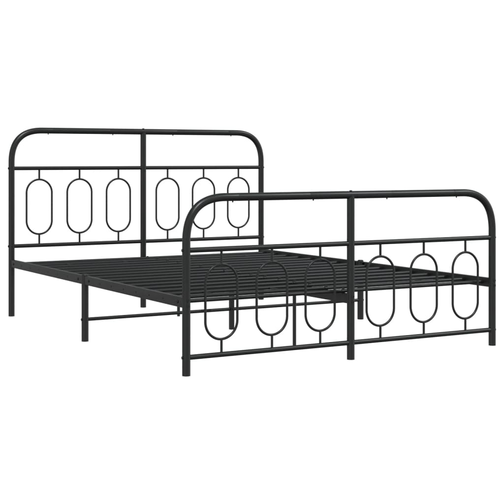 Bed frame with head and footboard metal black 150x200 cm