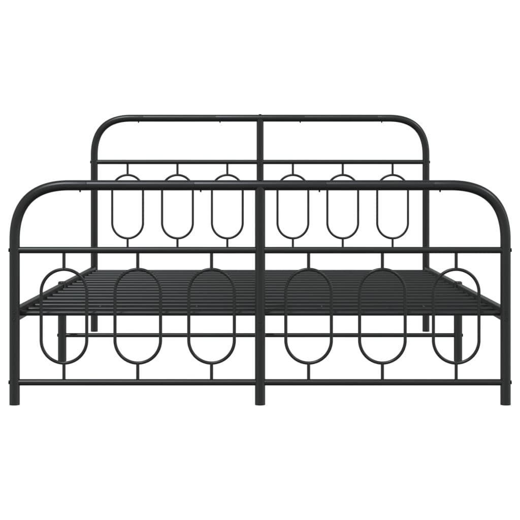 Bed frame with head and footboard metal black 150x200 cm