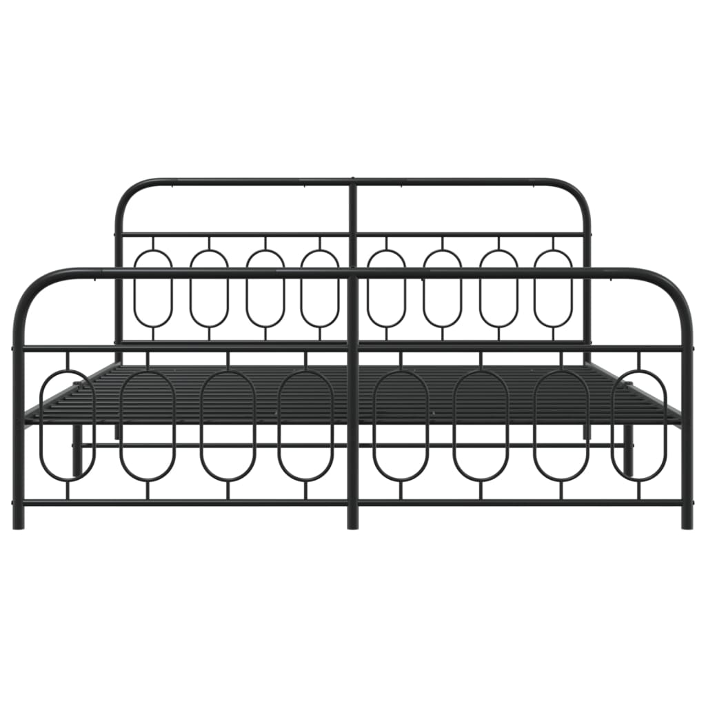 Bed frame with head and footboard metal black 183x213 cm