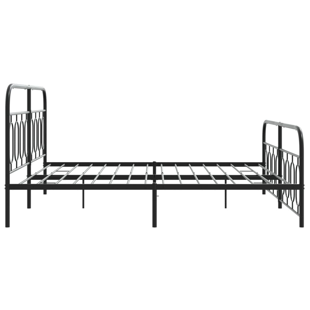 Bed frame with head and footboard metal black 183x213 cm