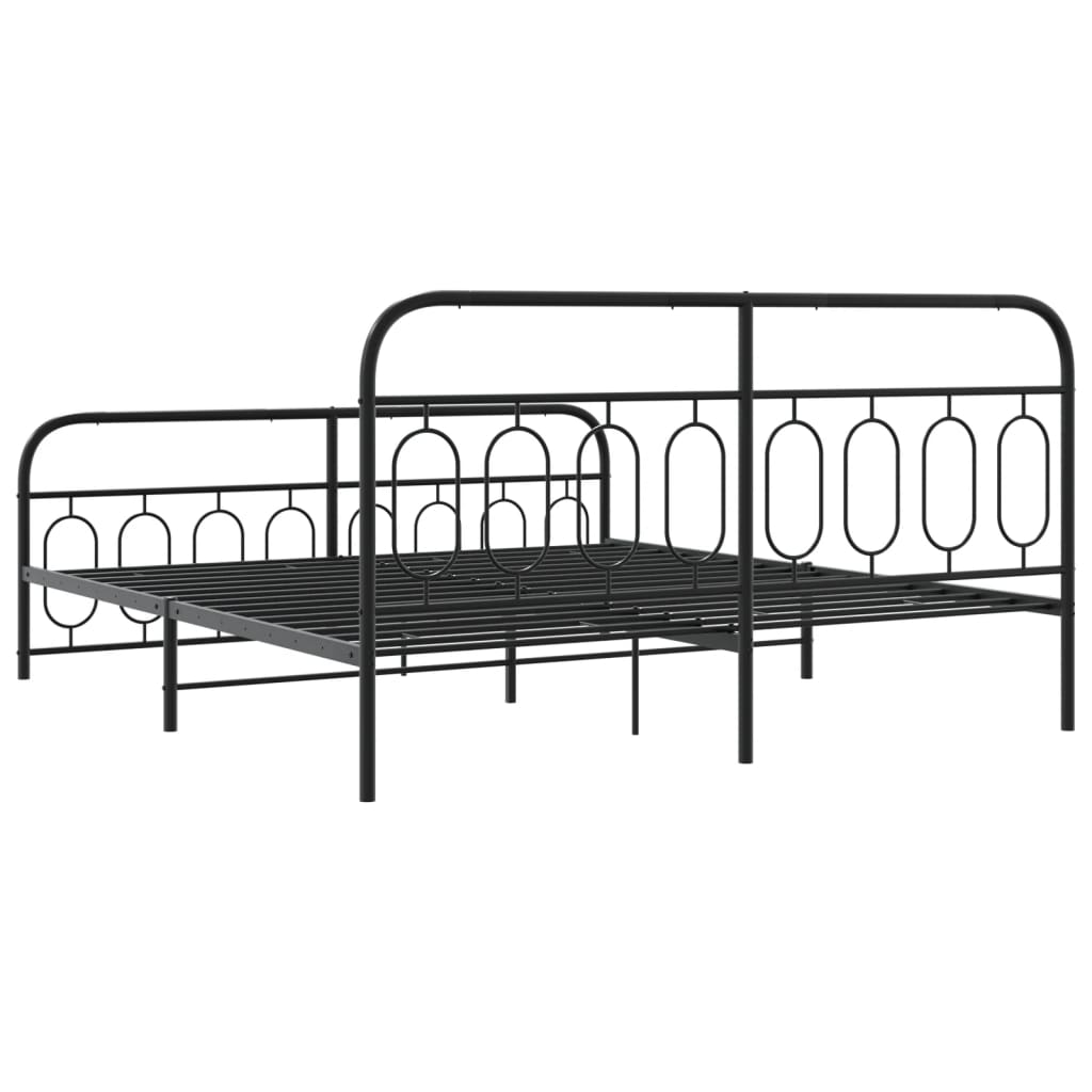 Bed frame with head and footboard metal black 183x213 cm