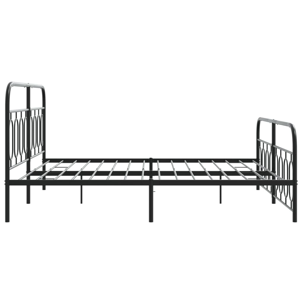 Bed frame with head and footboard metal black 193x203 cm
