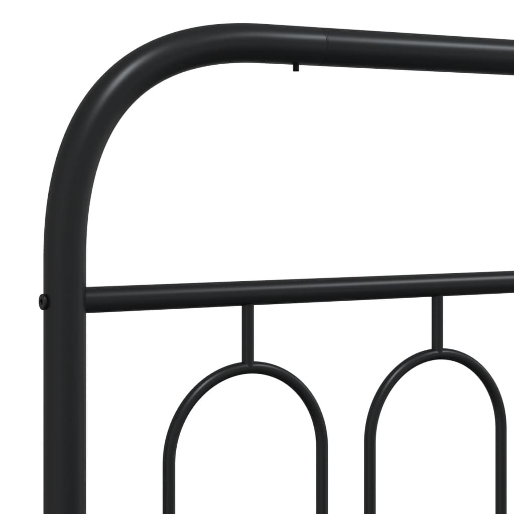 Bed frame with head and footboard metal black 193x203 cm