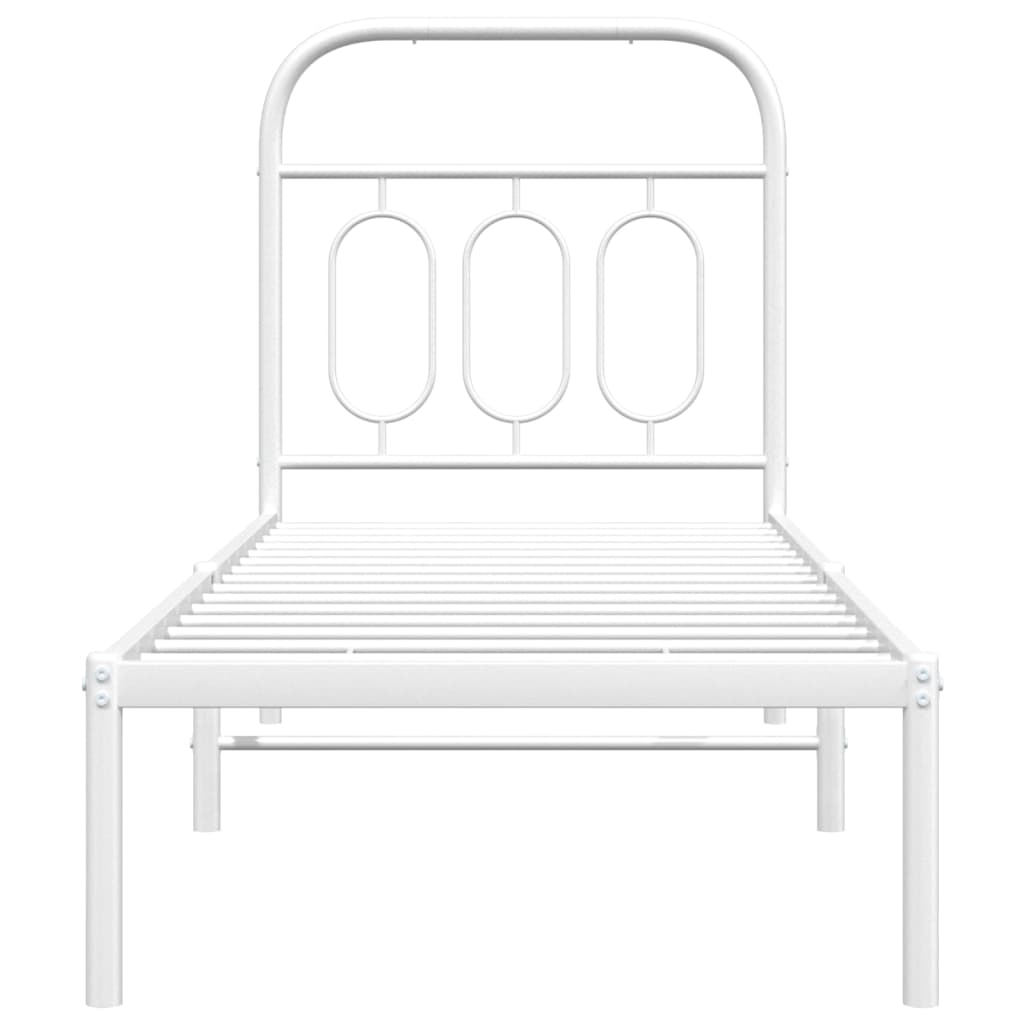 Metallbett ohne Matratze mit Kopfteil Weiß 75x190 cm
