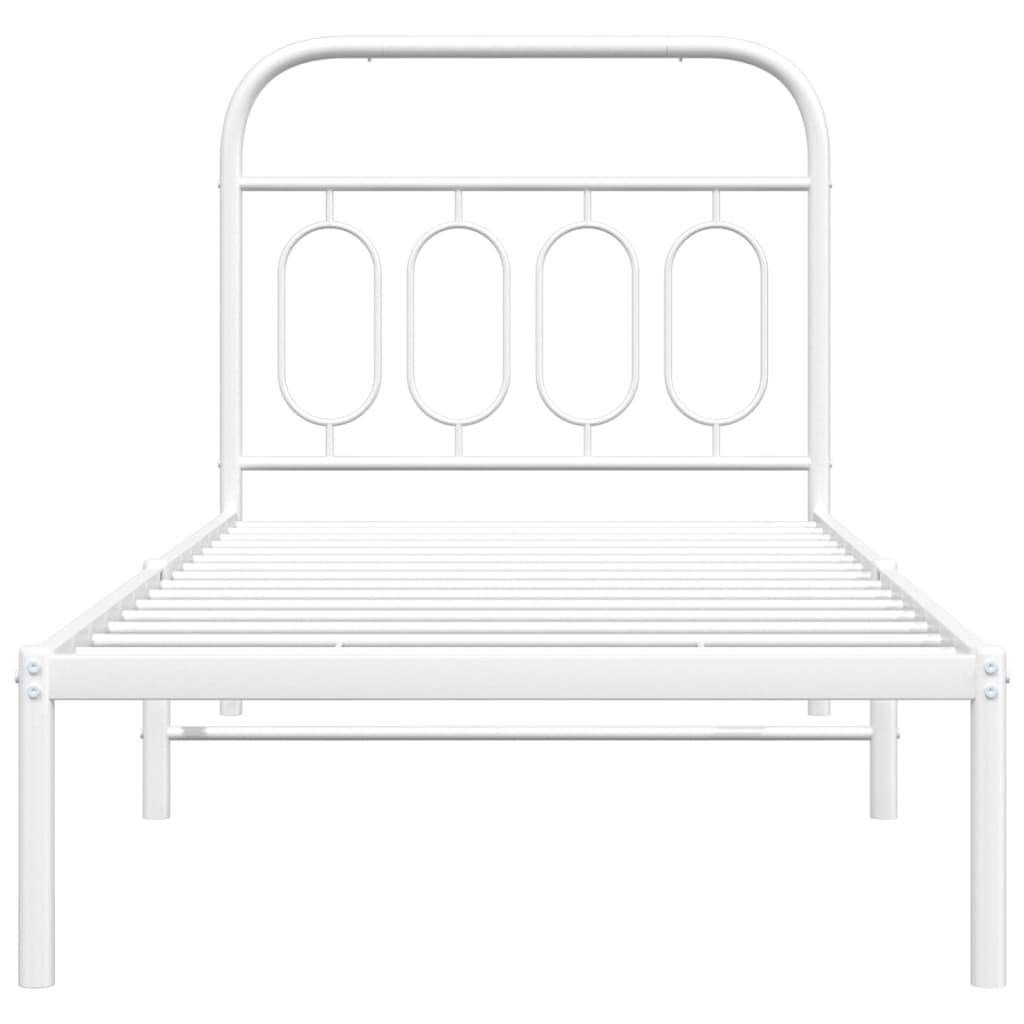 Bed frame with headboard metal white 80x200 cm