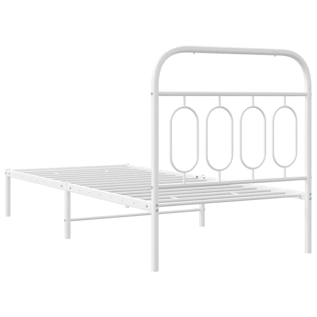 Bed frame with headboard metal white 80x200 cm