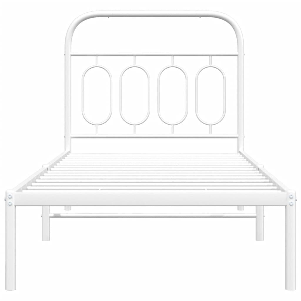 Bed frame with headboard metal white 90x190 cm