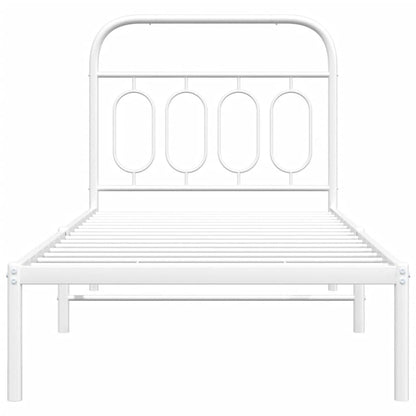 Bettgestell mit Kopfteil Metall Weiß 90x190 cm
