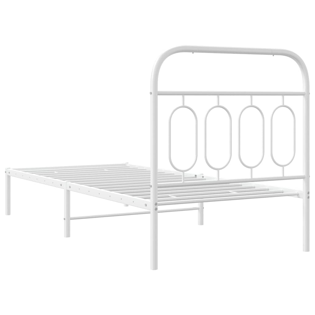 Bed frame with headboard metal white 90x190 cm