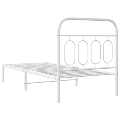 Bettgestell mit Kopfteil Metall Weiß 90x190 cm