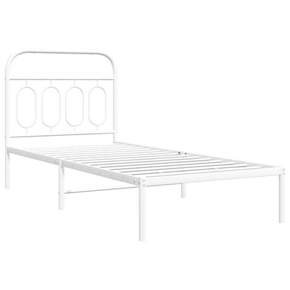 Bettgestell mit Kopfteil Metall Weiß 90x200 cm