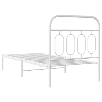 Bettgestell mit Kopfteil Metall Weiß 90x200 cm