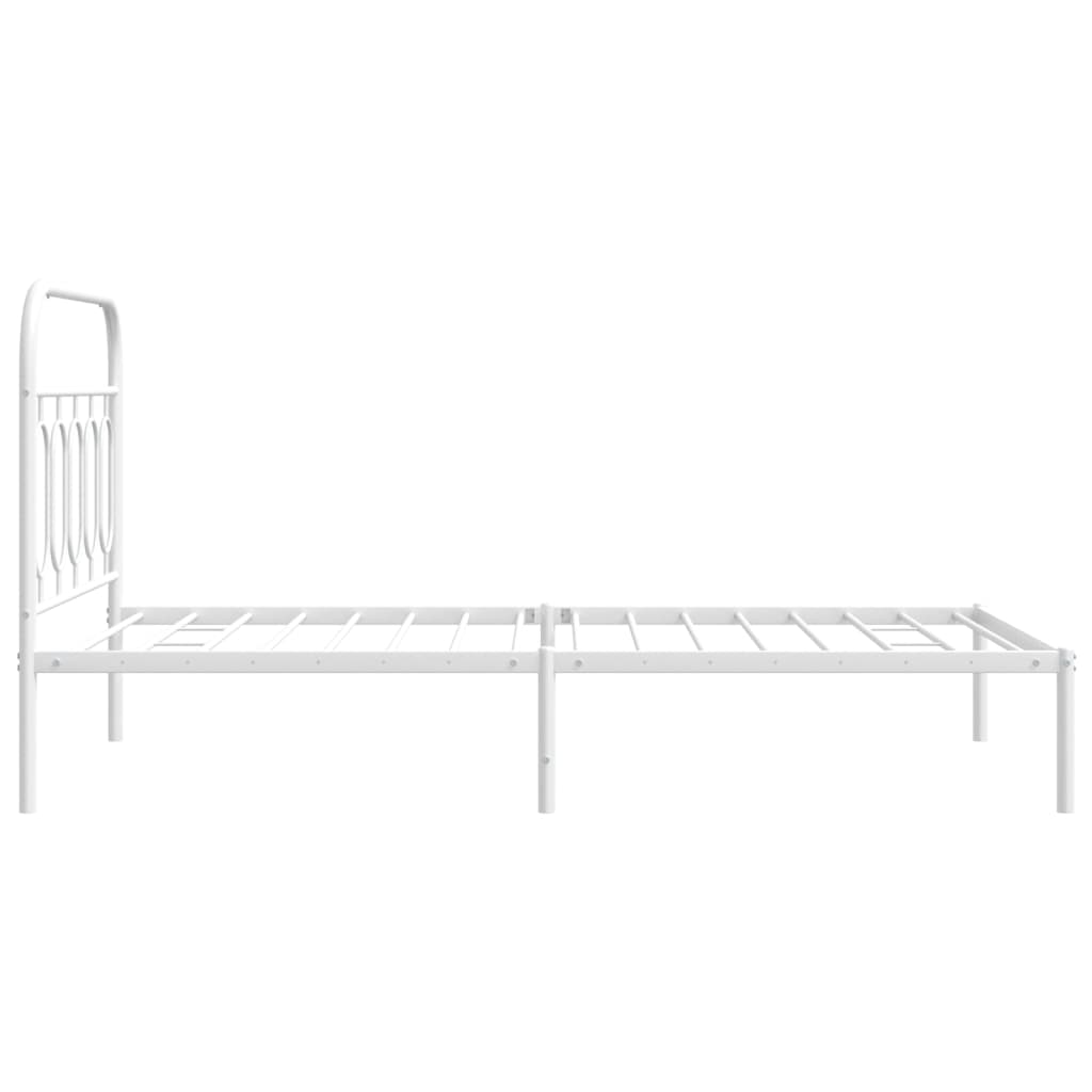 Bed frame with headboard metal white 100x190 cm