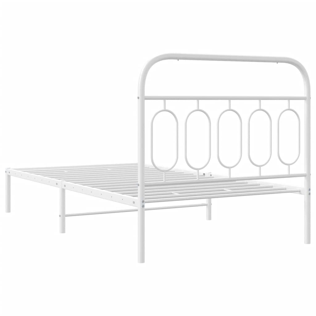 Bed frame with headboard metal white 100x190 cm