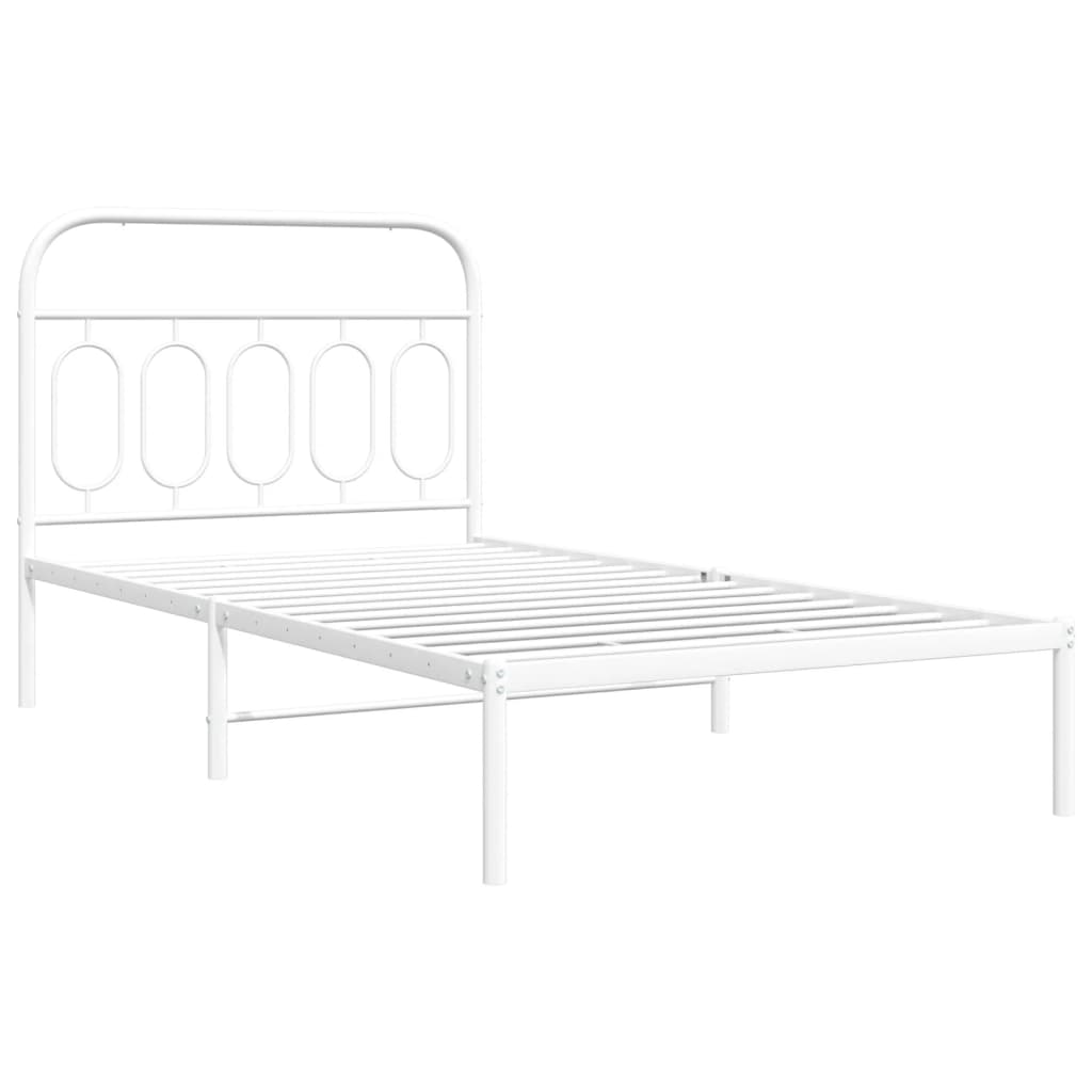 Bed frame with headboard metal white 100x200 cm