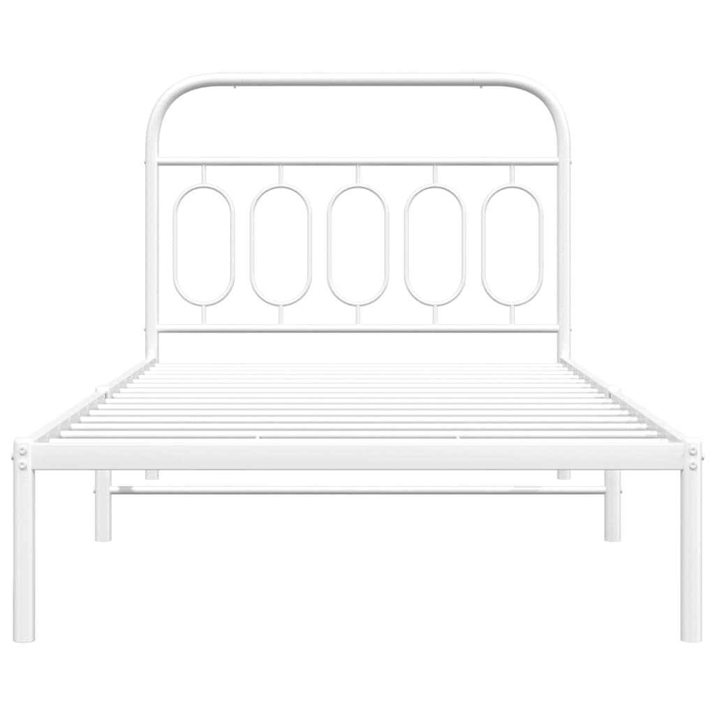 Bed frame with headboard metal white 100x200 cm