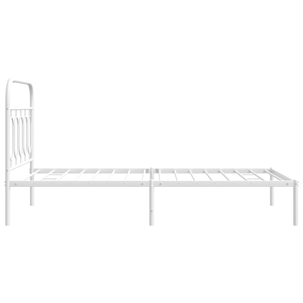 Bed frame with headboard metal white 100x200 cm
