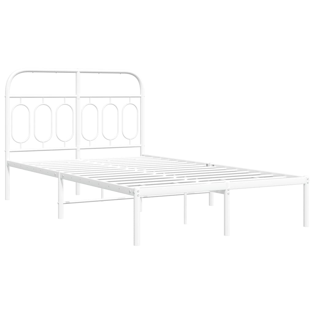Bed frame with headboard metal white 120x200 cm