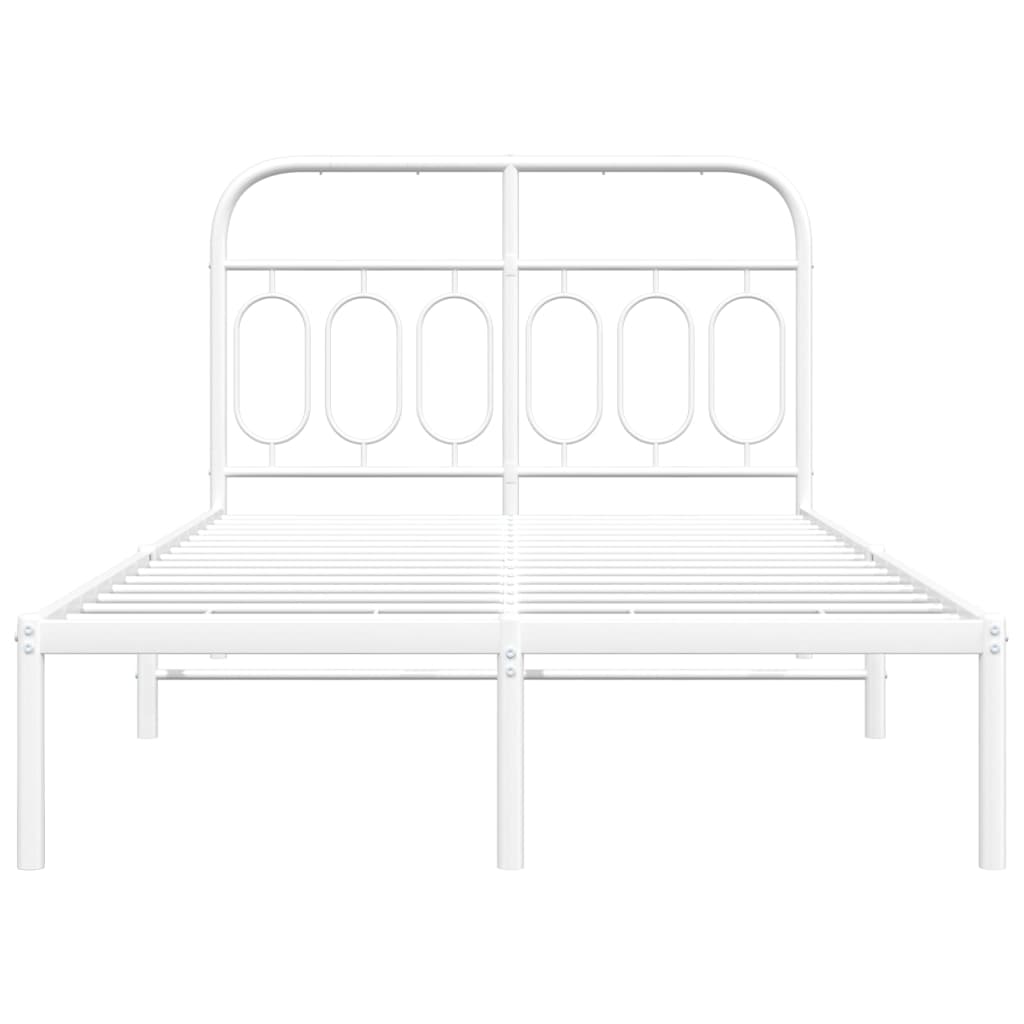 Bed frame with headboard metal white 120x200 cm