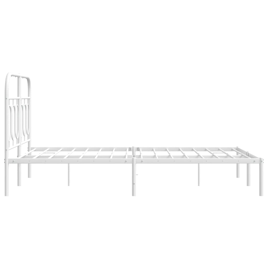 Bed frame with headboard metal white 120x200 cm
