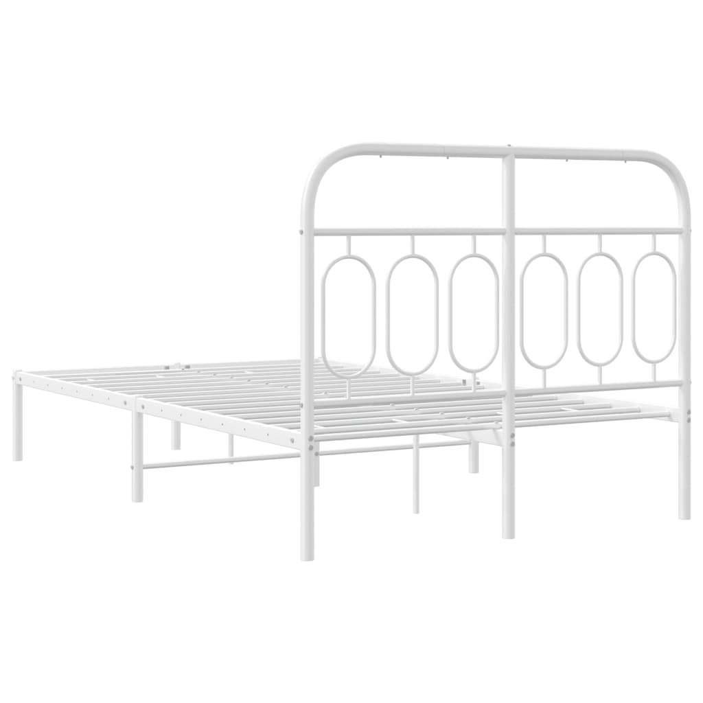 Bed frame with headboard metal white 120x200 cm
