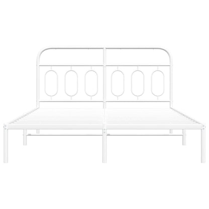 Bettgestell mit Kopfteil Metall Weiß 135x190 cm