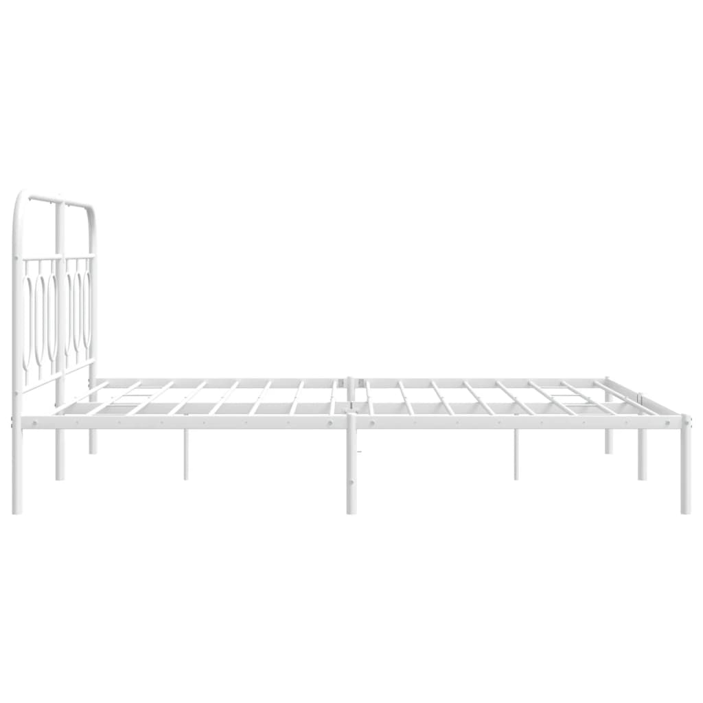 Bed frame with headboard metal white 135x190 cm