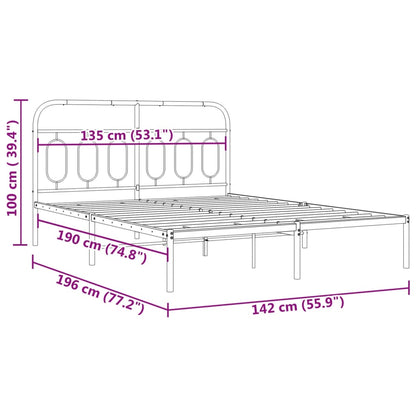 Bettgestell mit Kopfteil Metall Weiß 135x190 cm