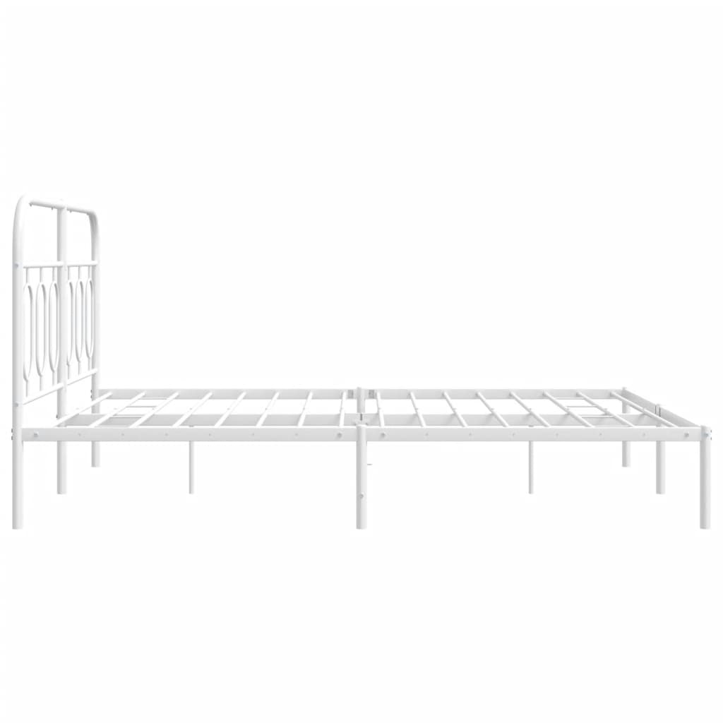 Bed frame with headboard metal white 140x190 cm
