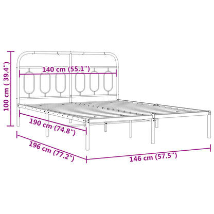 Bettgestell mit Kopfteil Metall Weiß 140x190 cm