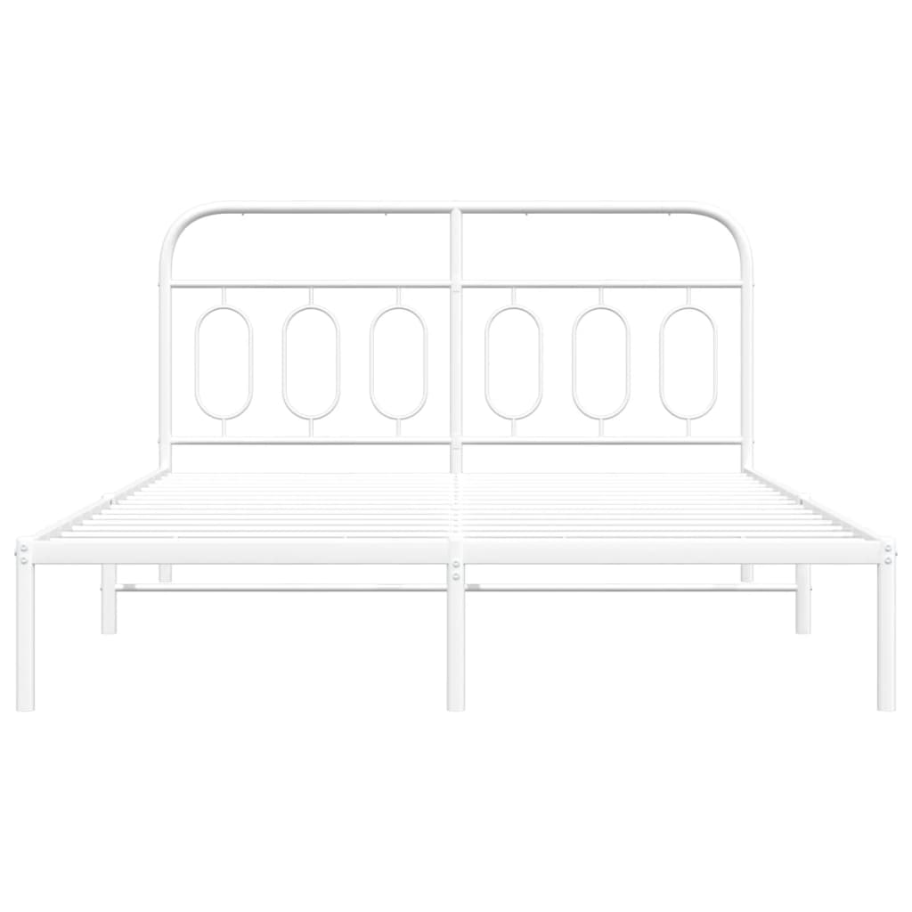 Bed frame with headboard metal white 140x200 cm