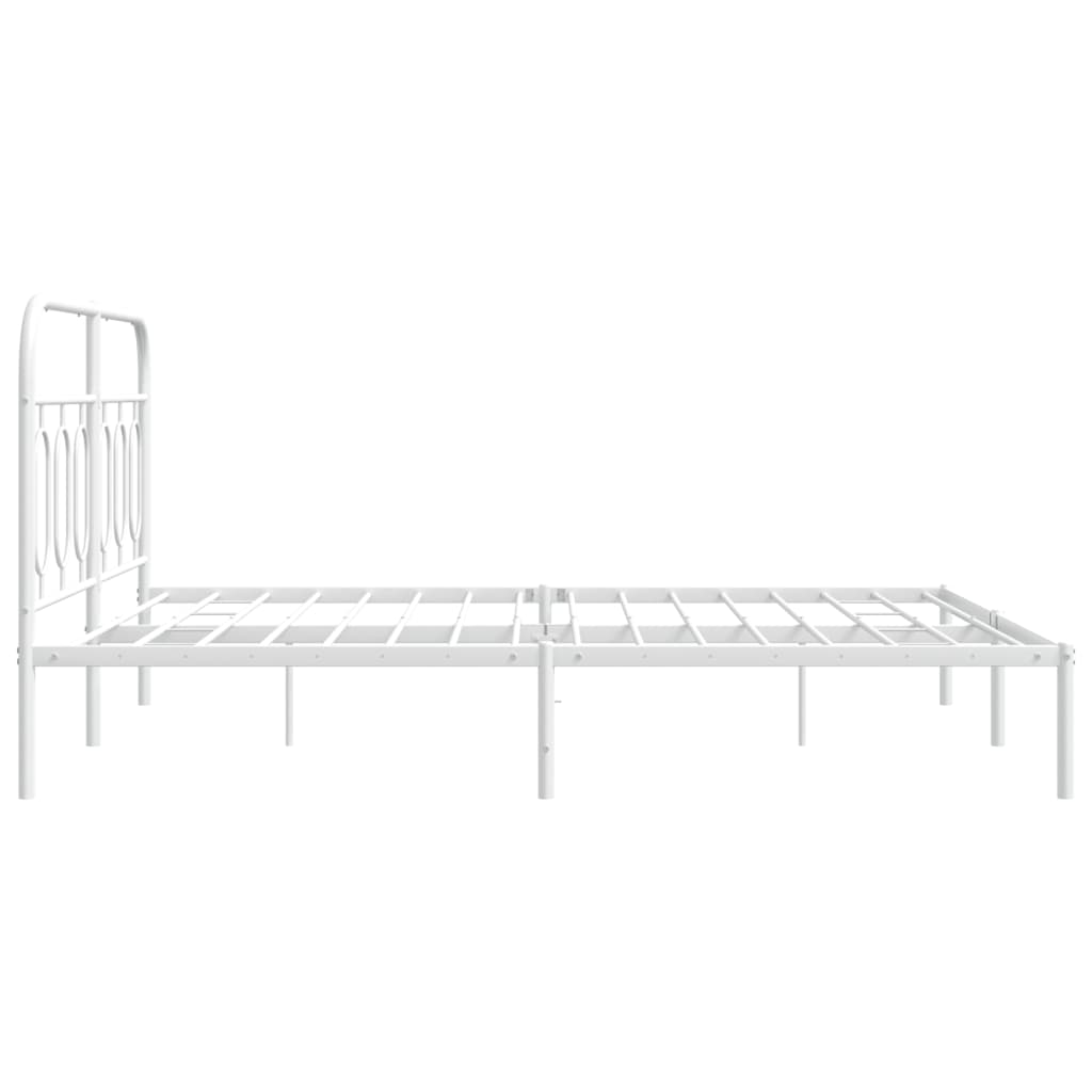 Bed frame with headboard metal white 150x200 cm