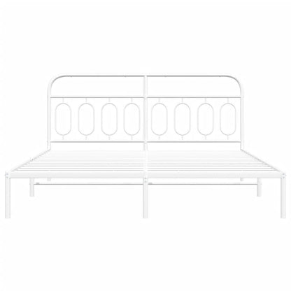 Bettgestell mit Kopfteil Metall Weiß 160x200 cm