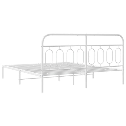 Bettgestell mit Kopfteil Metall Weiß 160x200 cm