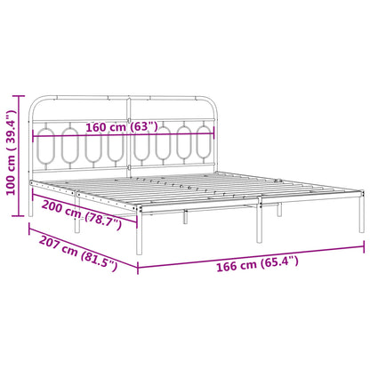 Bettgestell mit Kopfteil Metall Weiß 160x200 cm