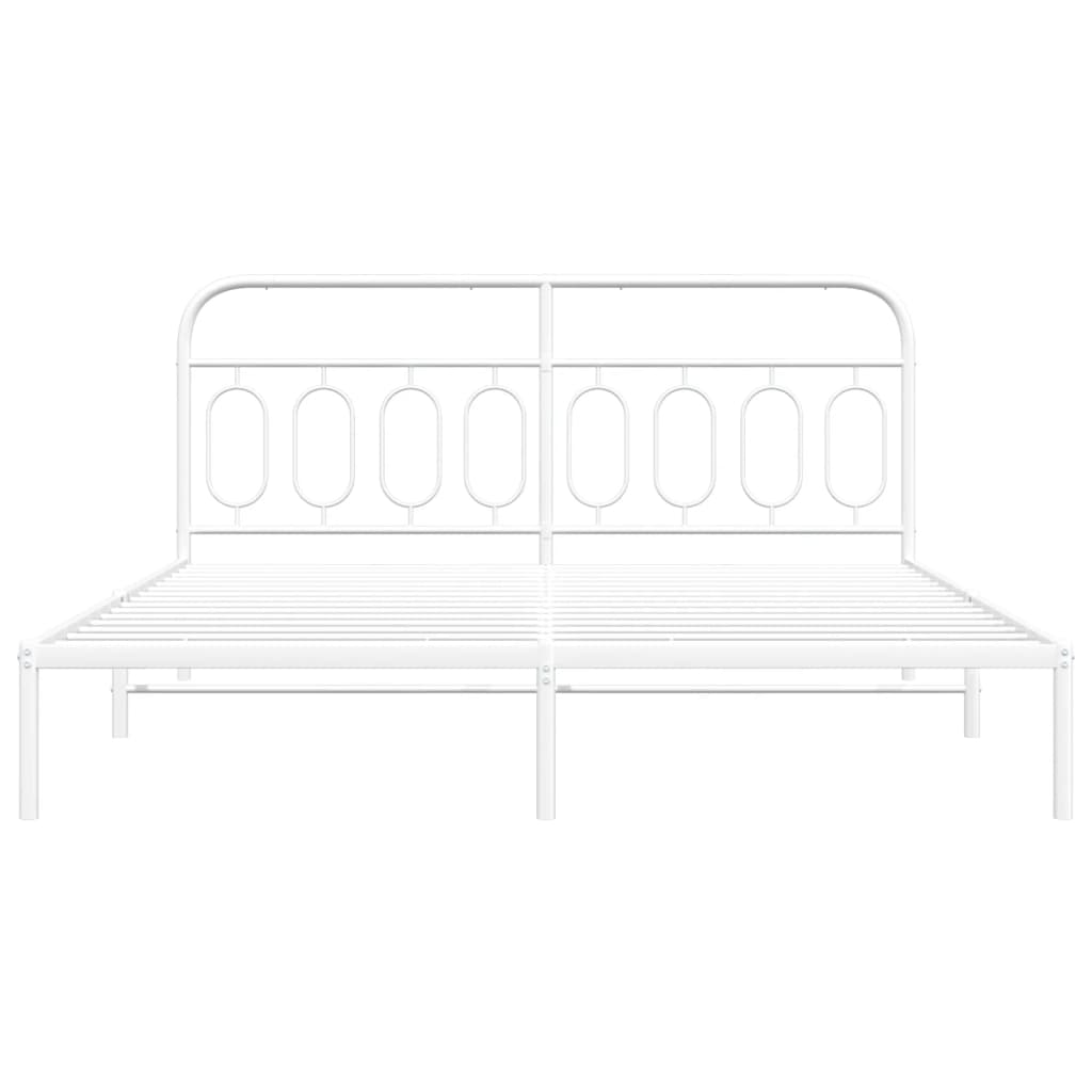 Bed frame with headboard metal white 180x200 cm