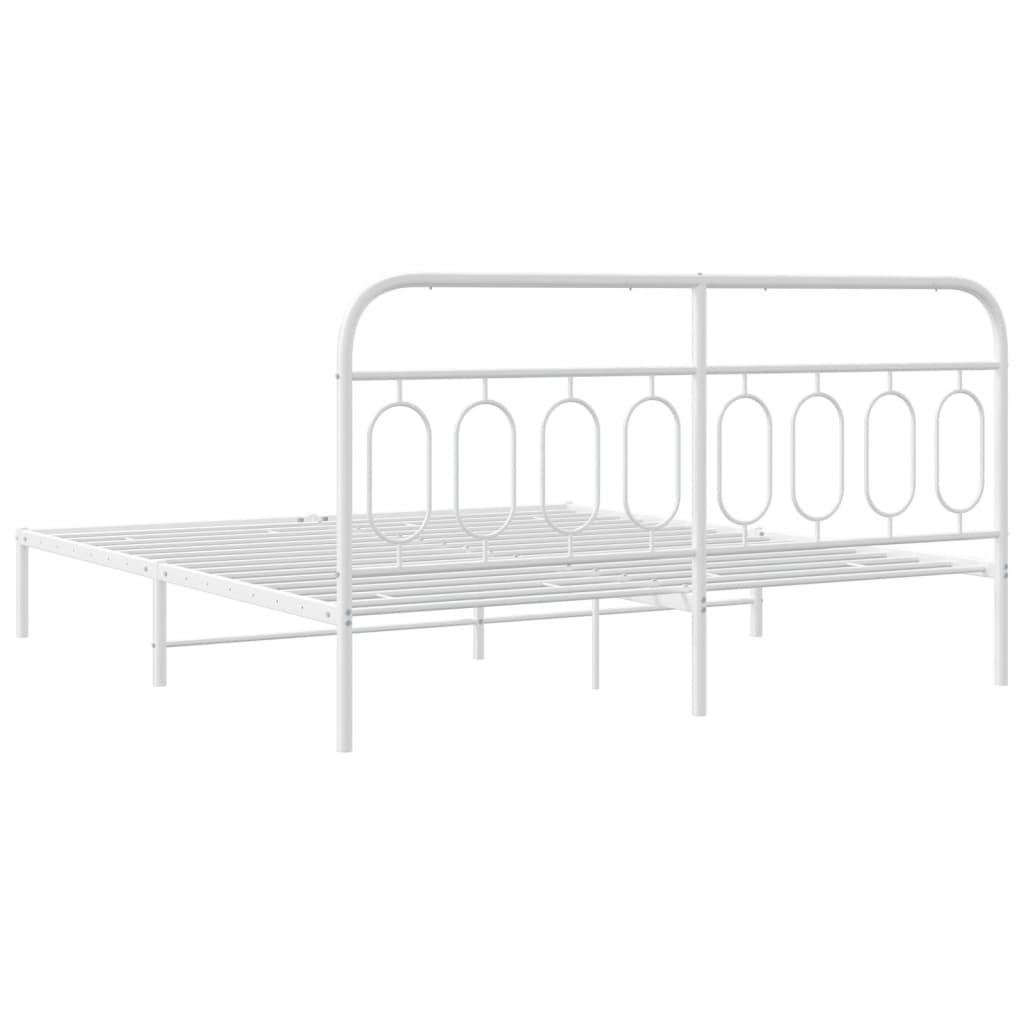 Bed frame with headboard metal white 180x200 cm