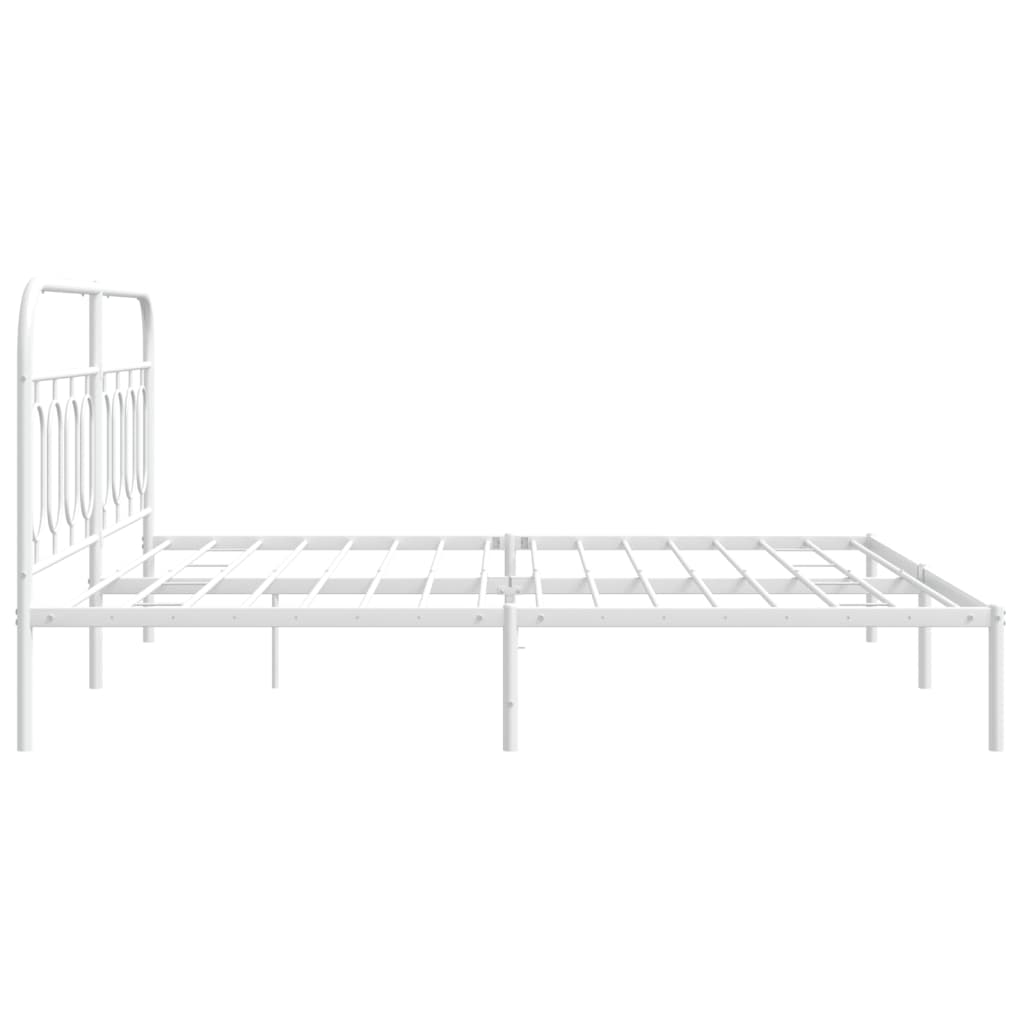 Bed frame with headboard metal white 183x213 cm