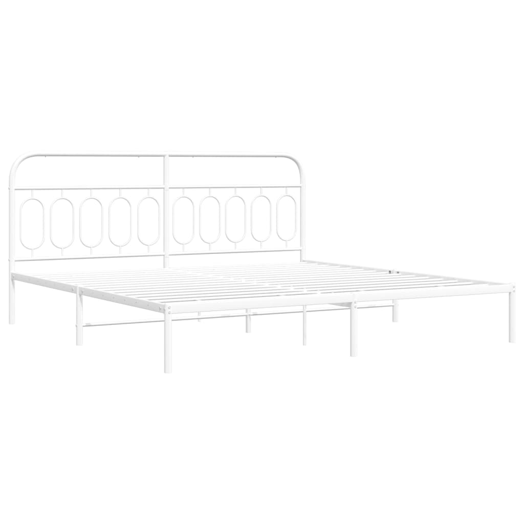 Bed frame with headboard metal white 200x200 cm